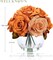 Artificial Flowers Arrangements in Vase with Faux Water, Artificial Orange Champagne Silk Rose Bouquet with Vase for Winter Spring Seasonal Home Wedding Party Centerpieces Decor & Mom's Gift